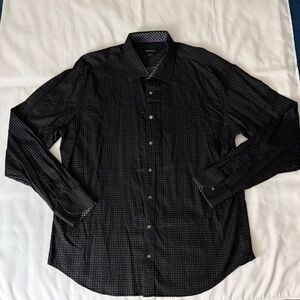 Bugatchi Shaped Fit Black Long Sleeve Button Down Shirt